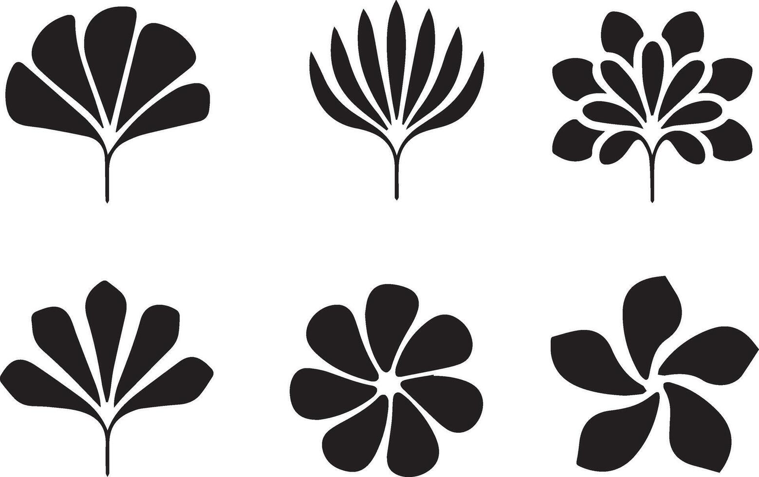 a set of floral inspired silhouette elements, titled Shadow Petals. vector