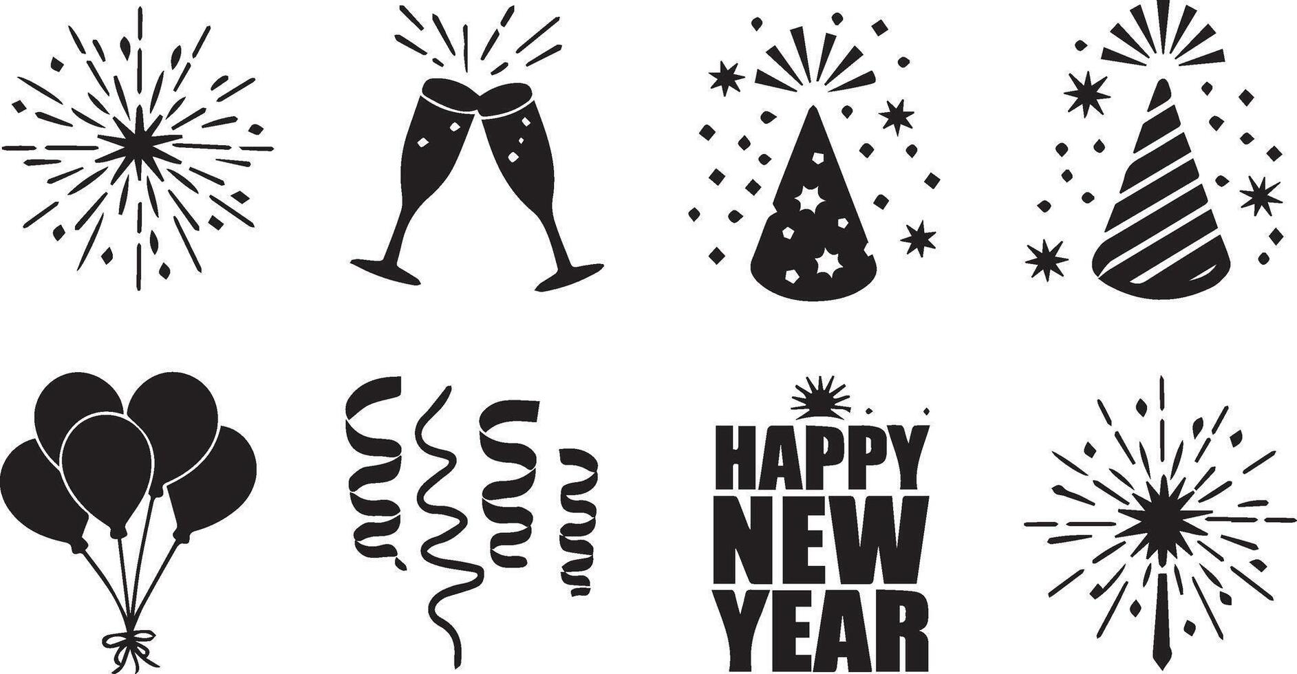 Happy new year design element set vector