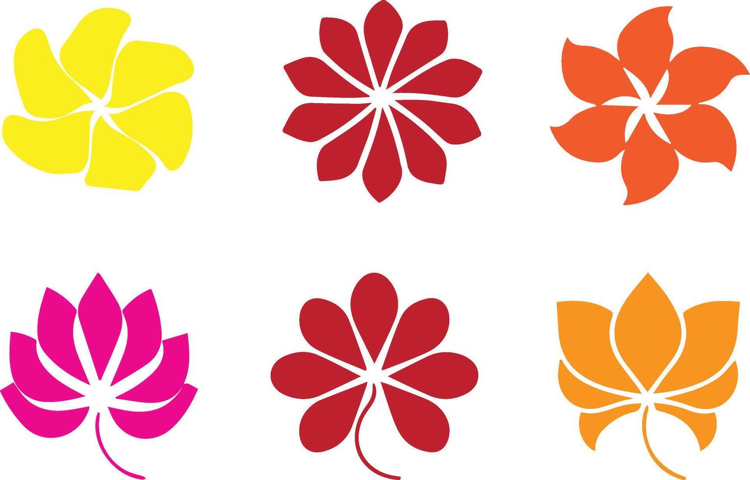 A set of unique floral-inspired flat color elements vector