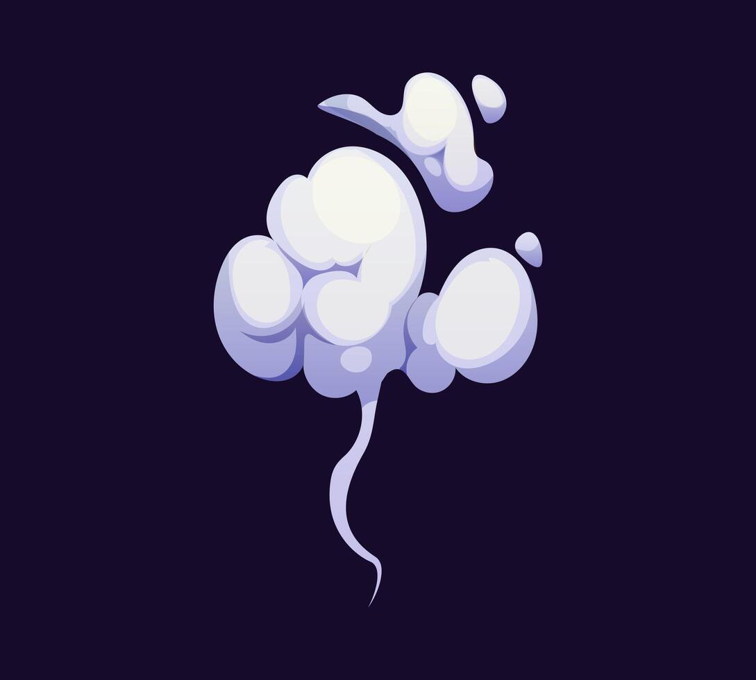 Cartoon thick, swirling smoke cloud rises into sky vector