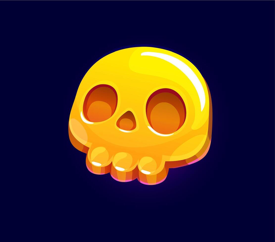 Golden skull icon, game asset or mobile app button vector