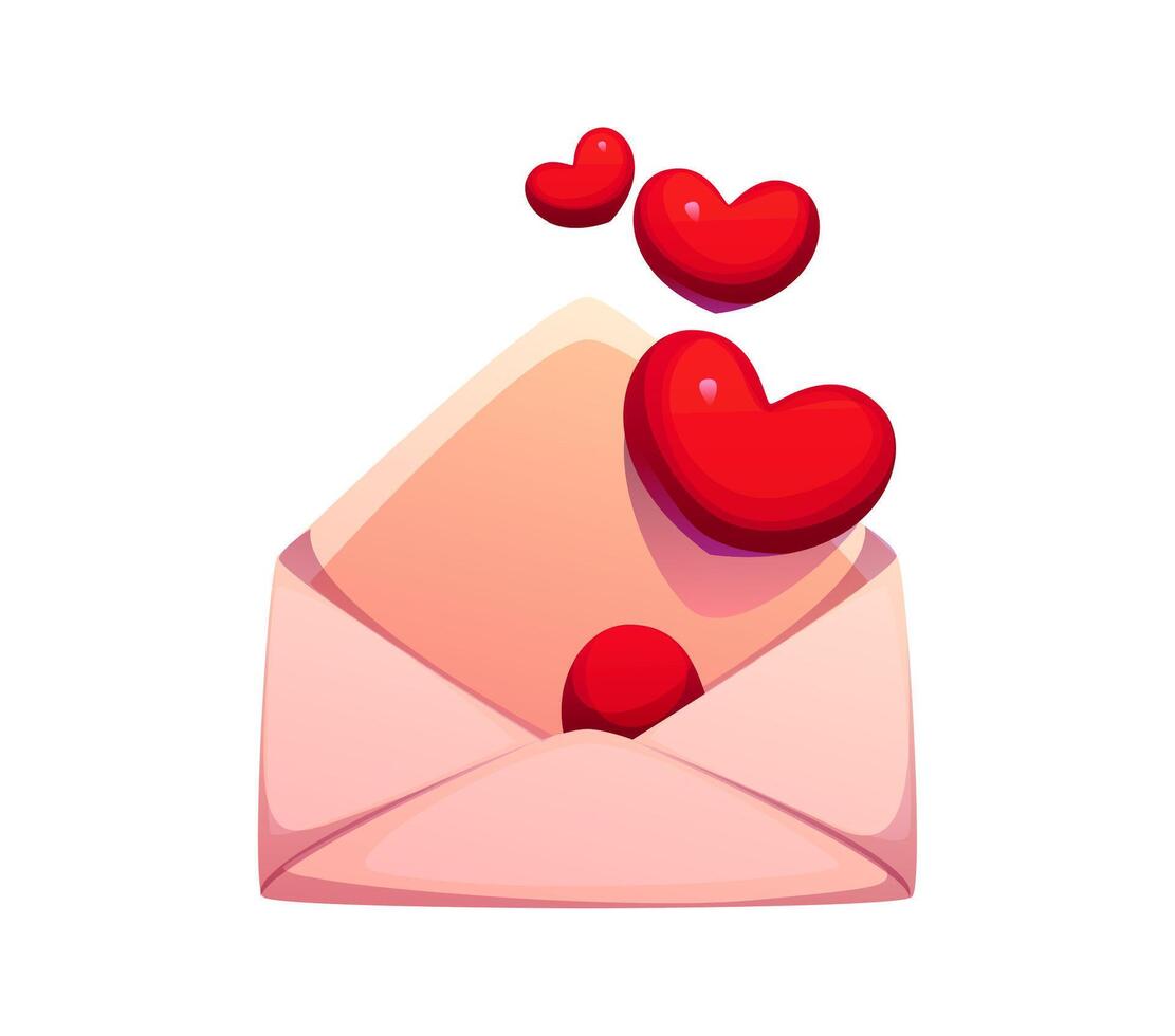 Cartoon love letter envelope with floating hearts vector