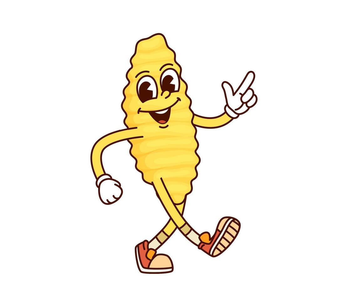 Cavatelli italian pasta groovy cheerful character vector