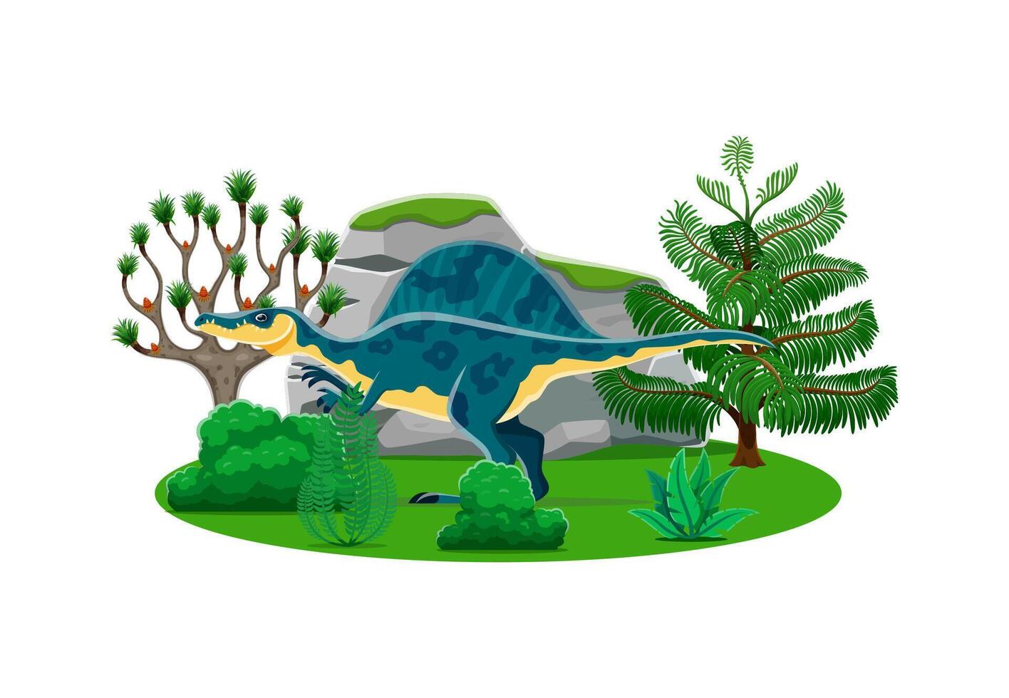 Dinosaur, cartoon Oxalaia dino lizard character vector