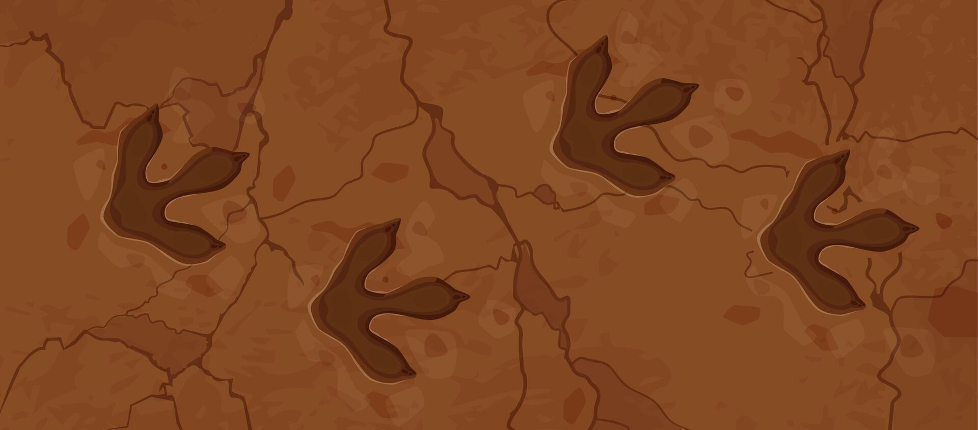 Prehistoric dinosaur fossil footprints background vector