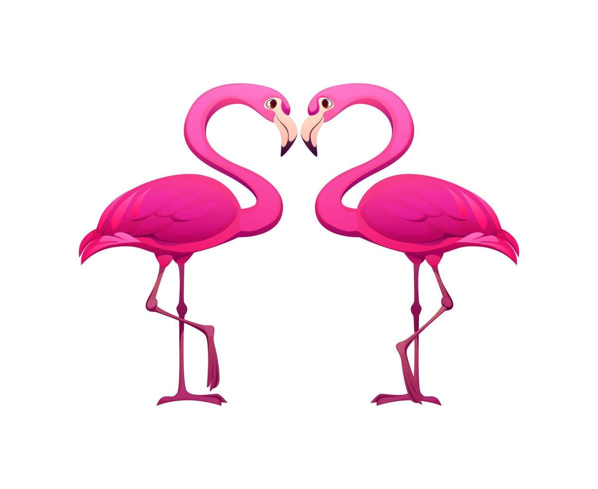 Cartoon flamingos forming heart shape love symbol 53635747