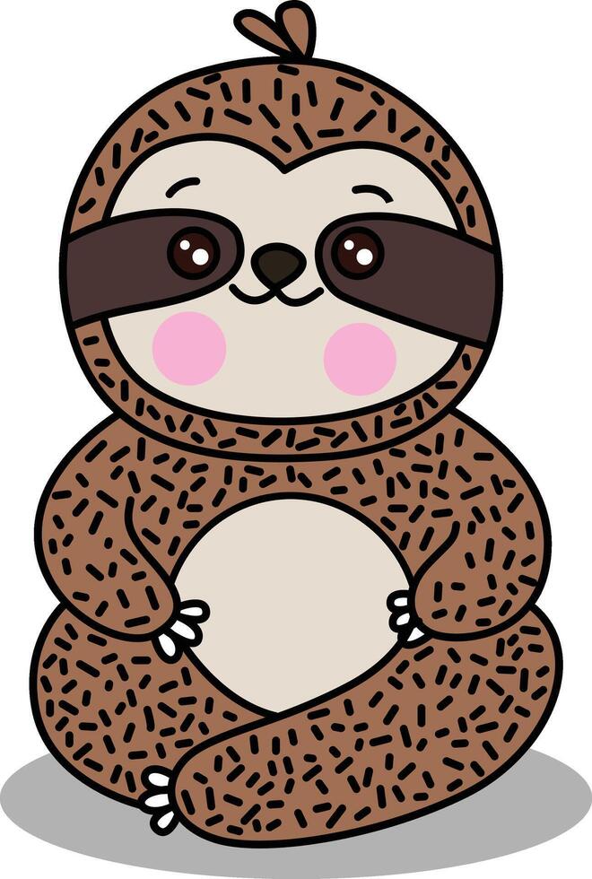Cute and friendly sloth sitting vector