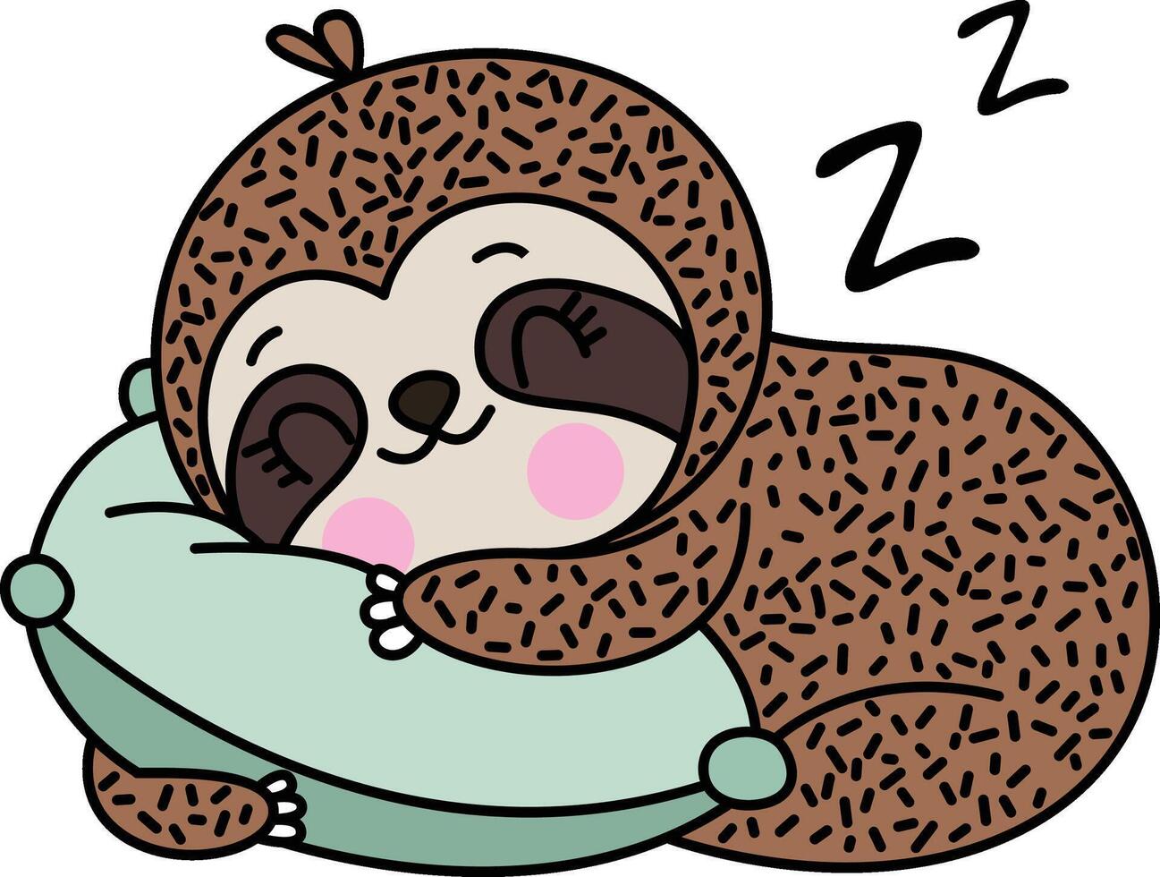 Cute sloth sleeping with pillow vector
