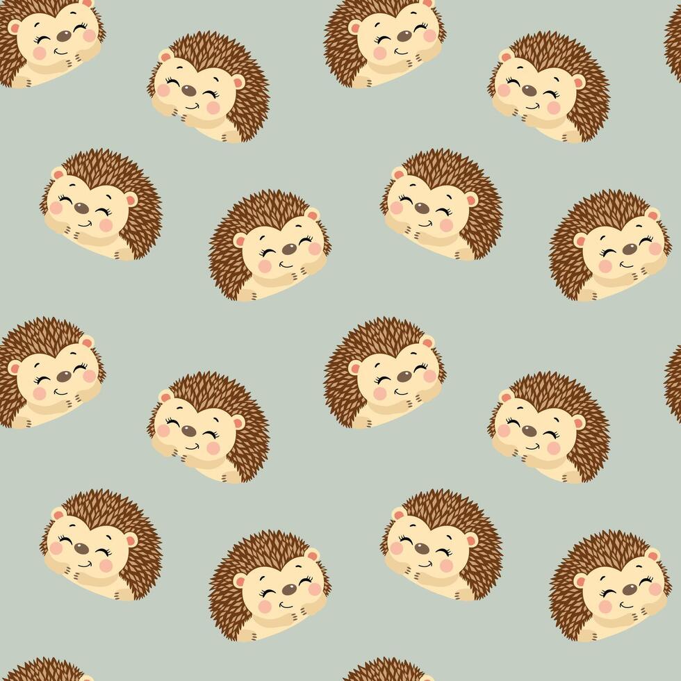Seamless background pattern with cute hedgehog vector