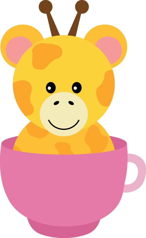 Adorable giraffe inside a cup vector
