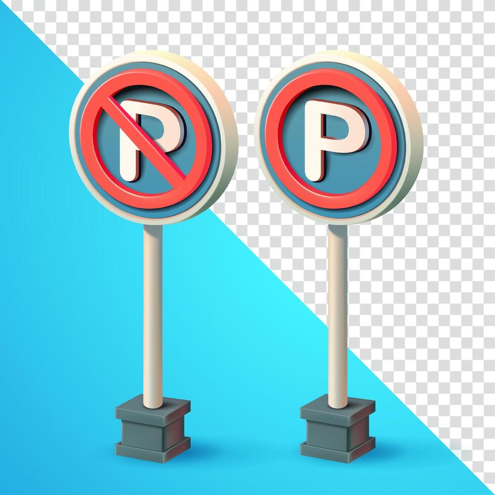Parking and No parking, traffic sign symbol. 3d, Suitable for design elements vector
