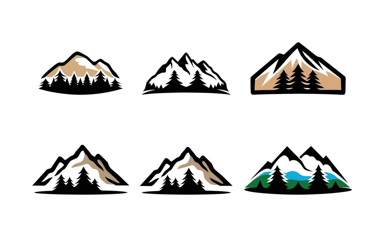 Mountain design landscape icons set illustration vector