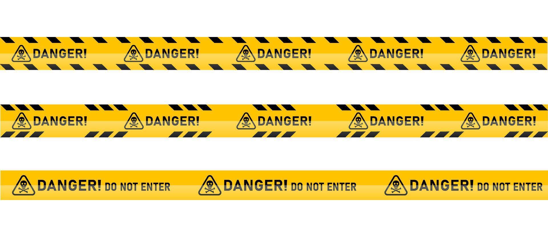Danger warning tape road sign background vector