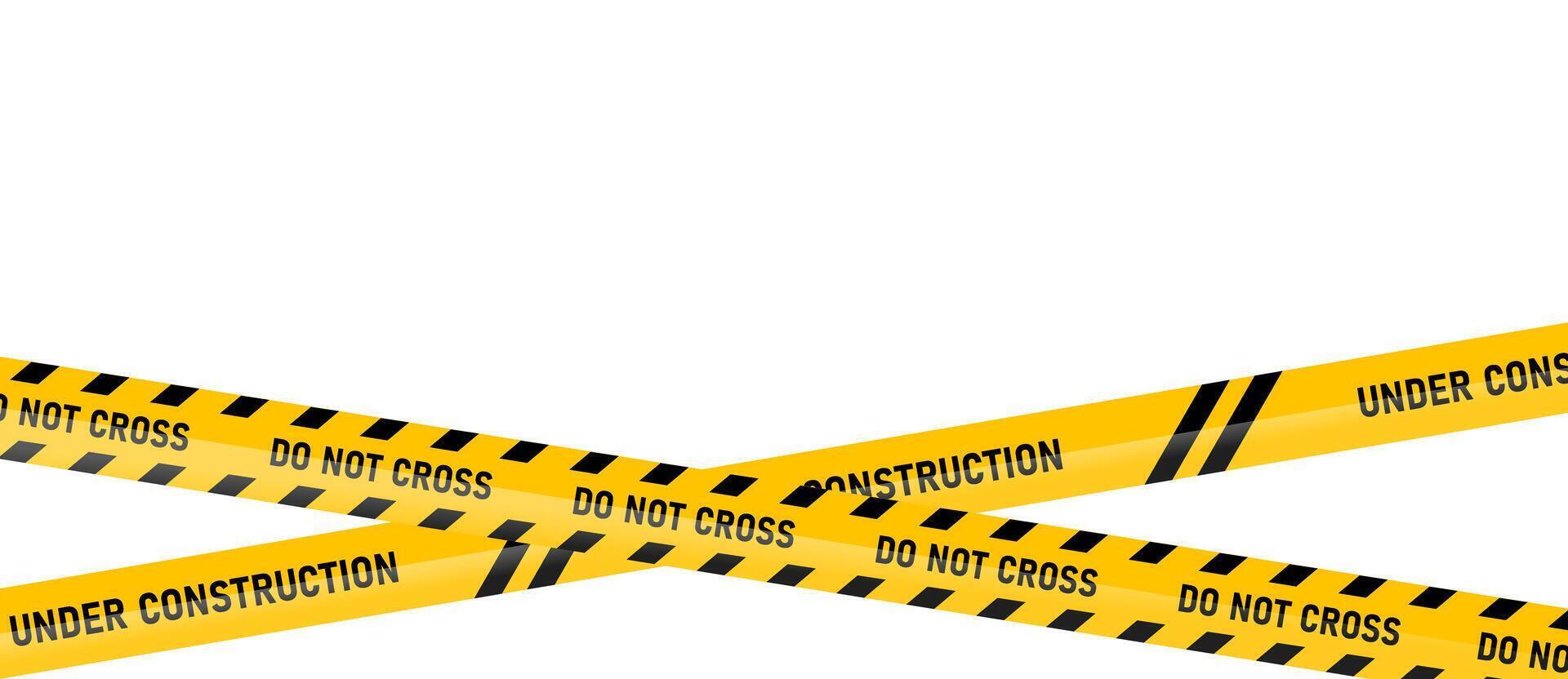 Under construction do not cross warning tape road sign background vector