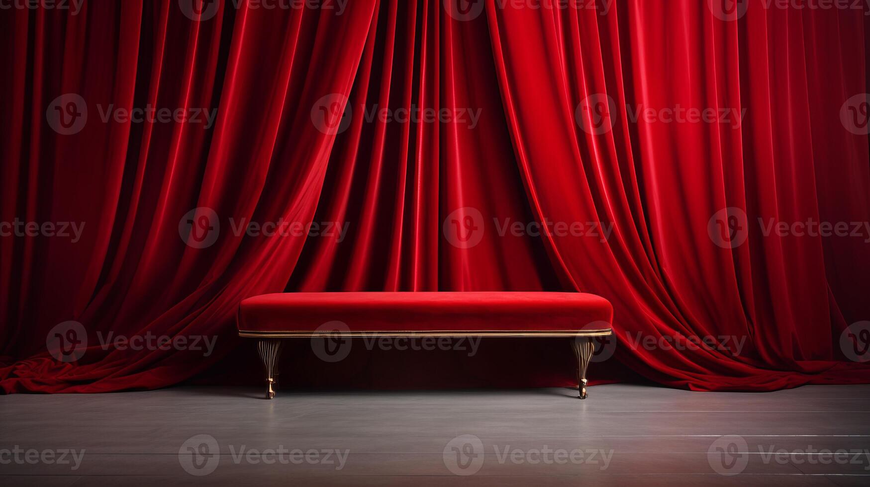 Red Curtain With Bench. photo