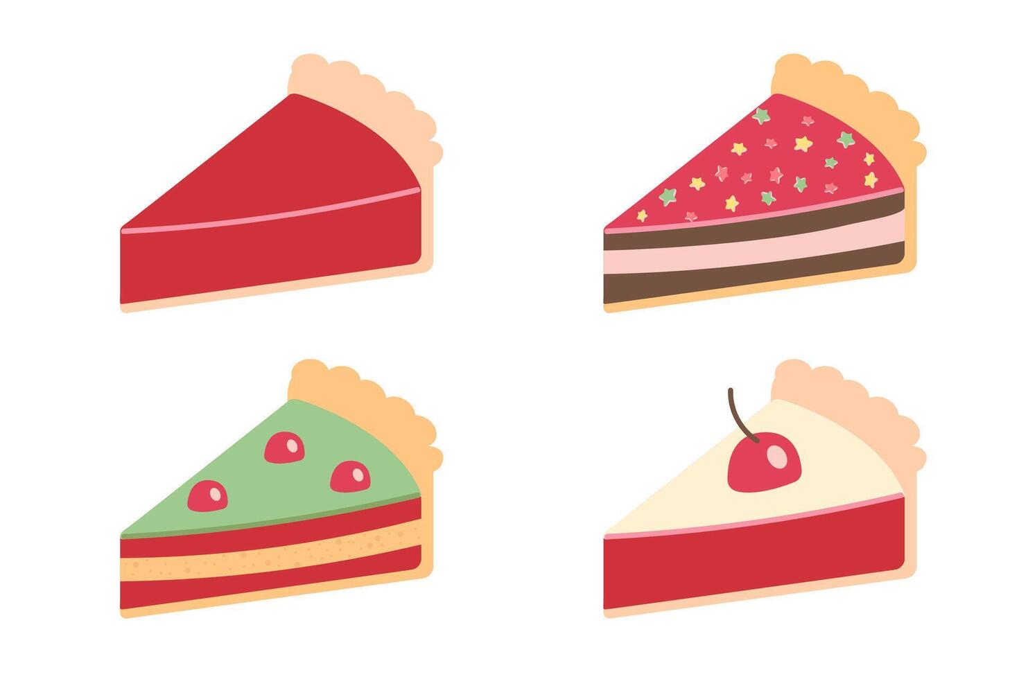 Collection of different types of cake slices vector