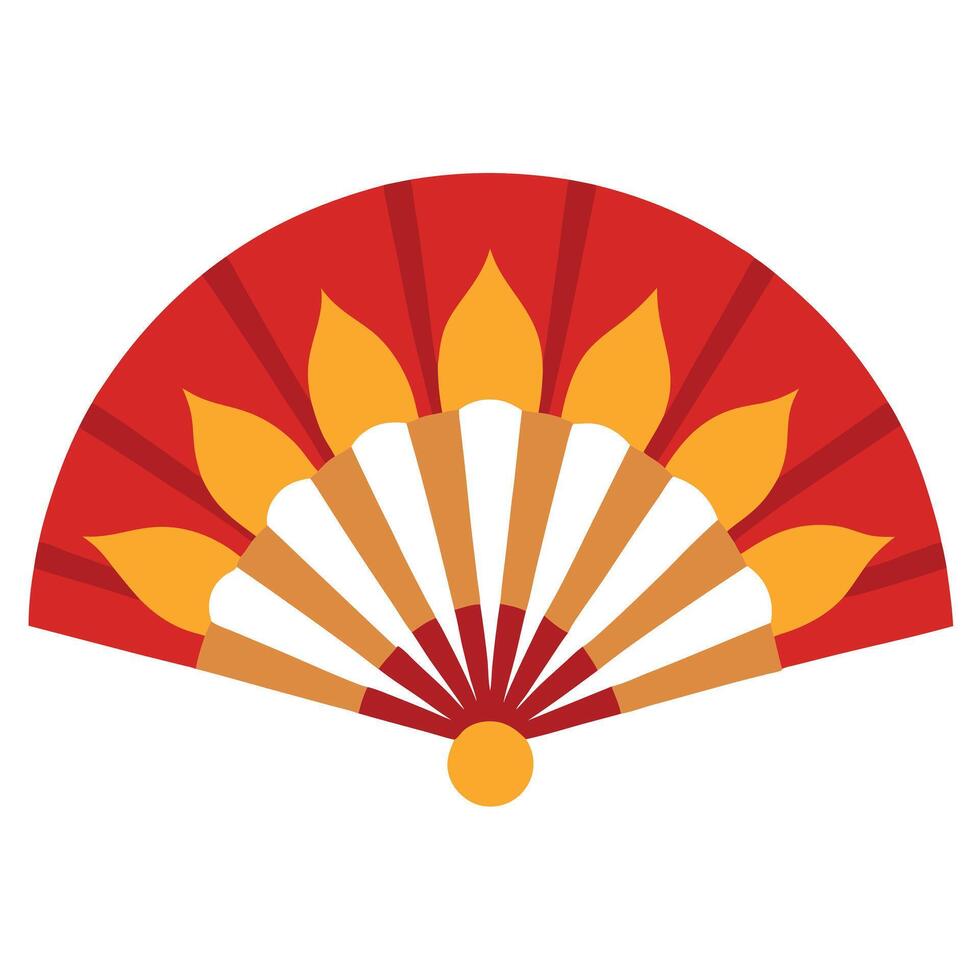 Semi-Circle Hand Fan with Intricate Designs - Flat Illustration vector