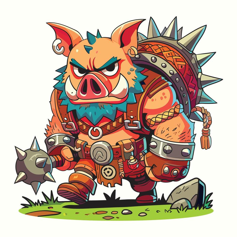 Rebel Pig Cartoon Cool llustration vector