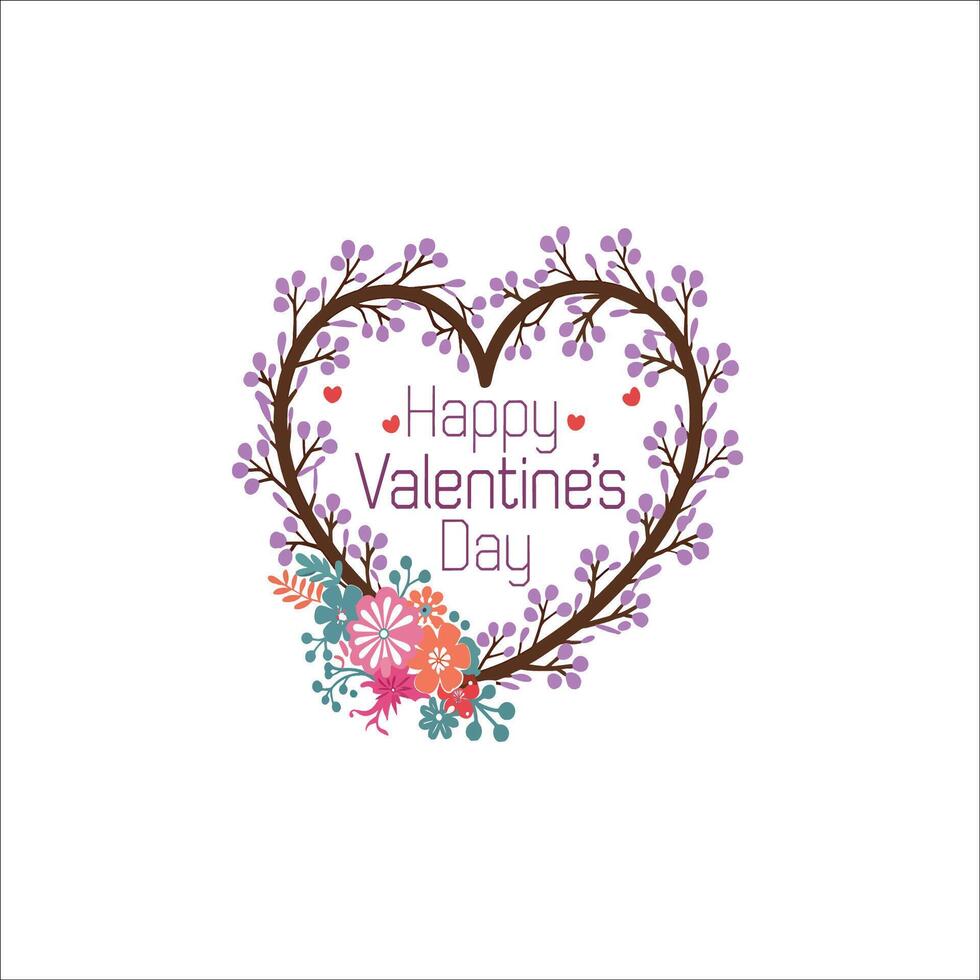 Valentine's Day Card Design with a Cheerful Heart Wreath vector
