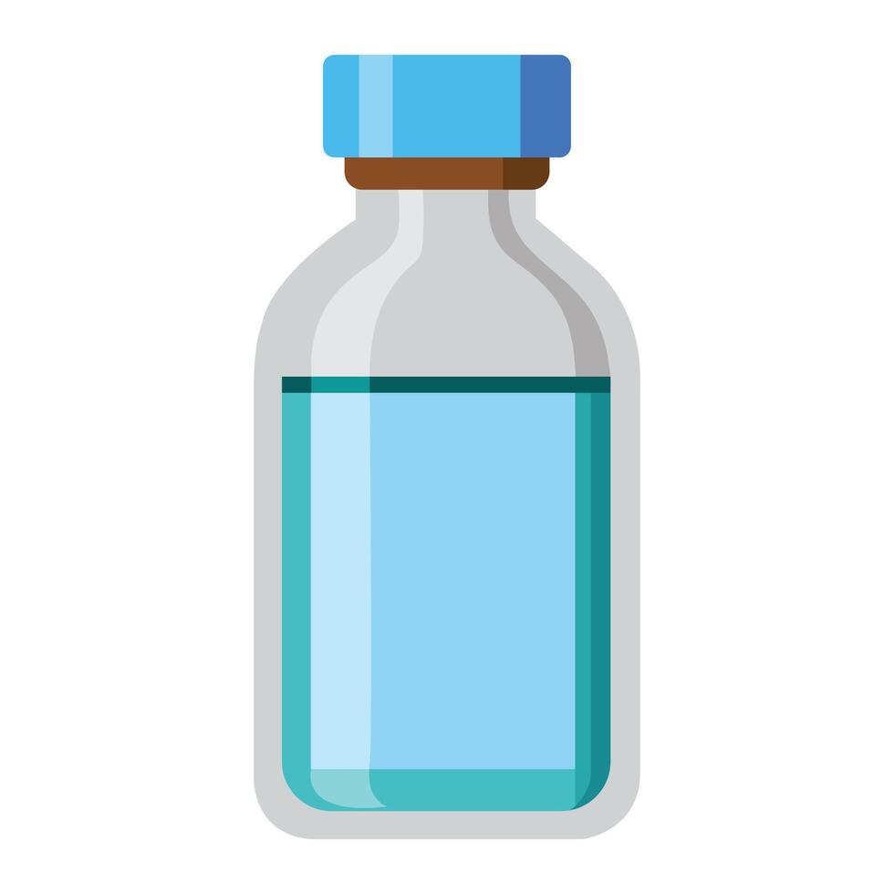 Illustration of clear glass bottle for injection on white vector