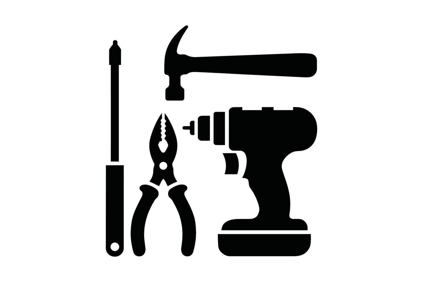 Minimalist Black Tool Set Illustration for Construction and Repair Project vector