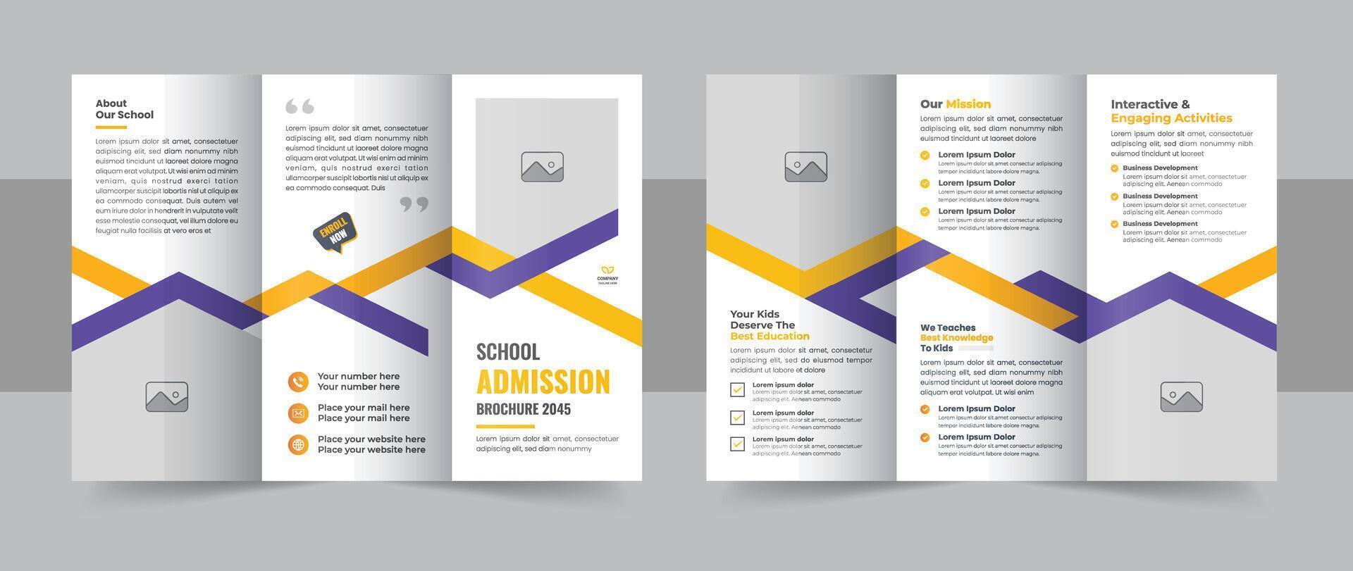 Creative school admission trifold brochure template design or modern tri fold brochure vector