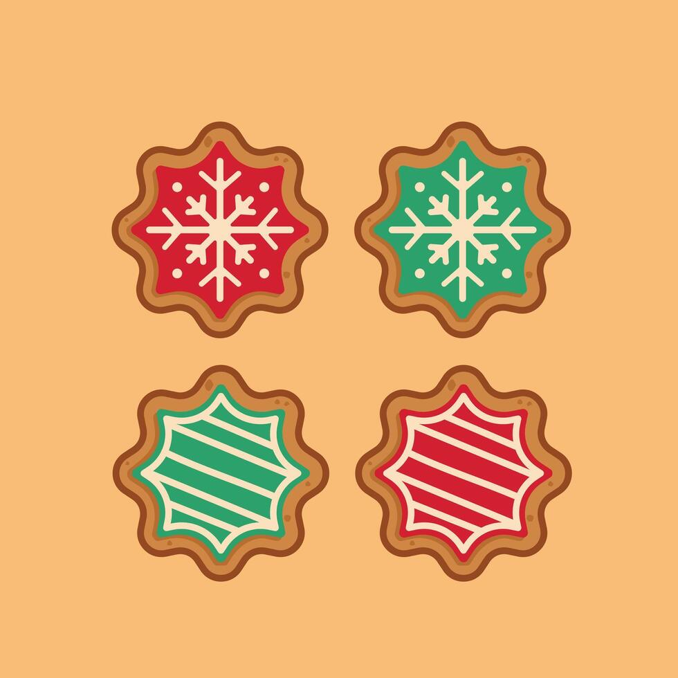 Christmas gingerbread cookies shaped like snow and stars, new year decoration suitable for posters and web icons vector