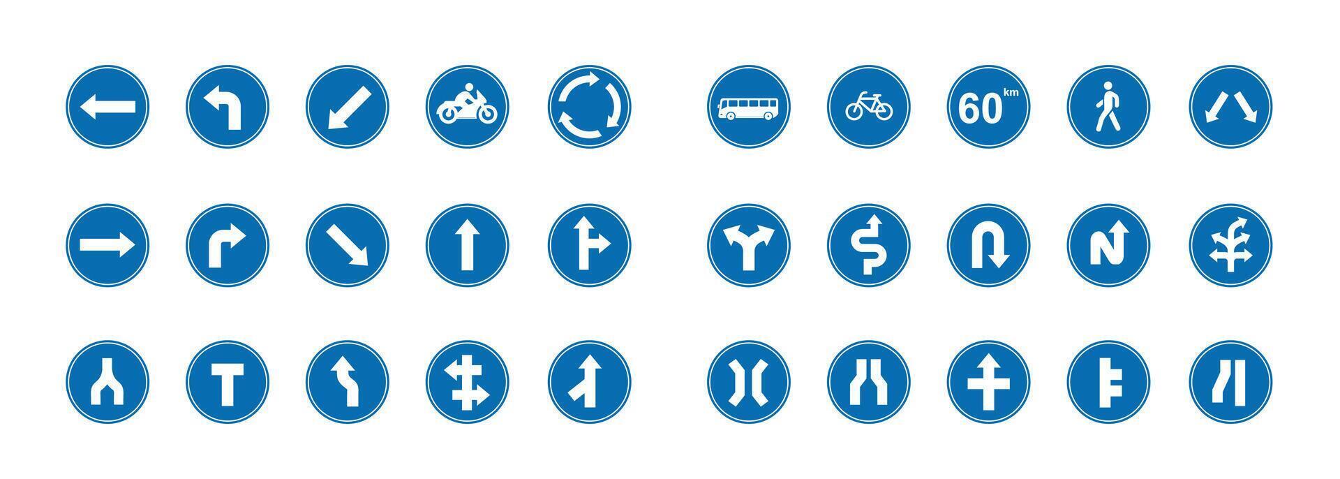 mandatory traffic signs collection, illustration of blue box traffic sign on metal pole.suitable for poster use and web icon vector