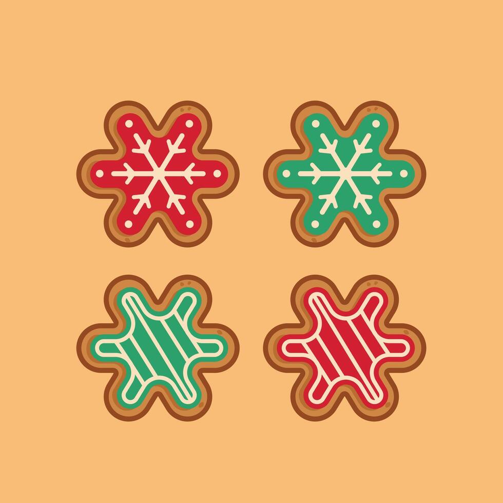 Christmas gingerbread cookies shaped like snow and stars, new year decoration suitable for posters and web icons vector