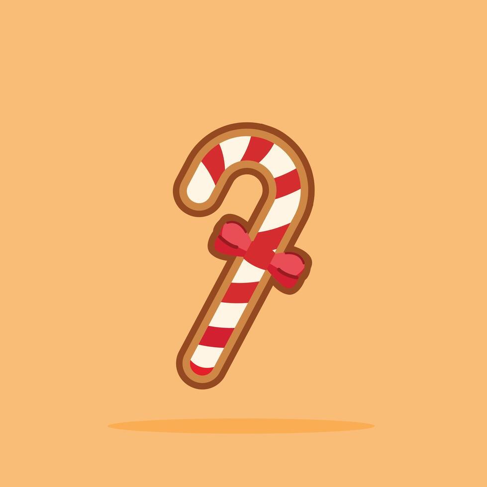Christmas gingerbread cookies shaped like Candy cane, new year decoration suitable for posters and web icons vector