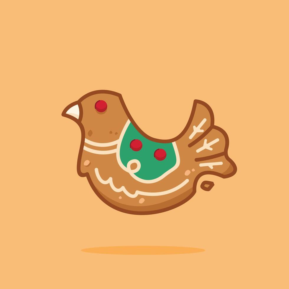 Christmas gingerbread cookies shaped like birds, new year decoration suitable for posters and web icons vector
