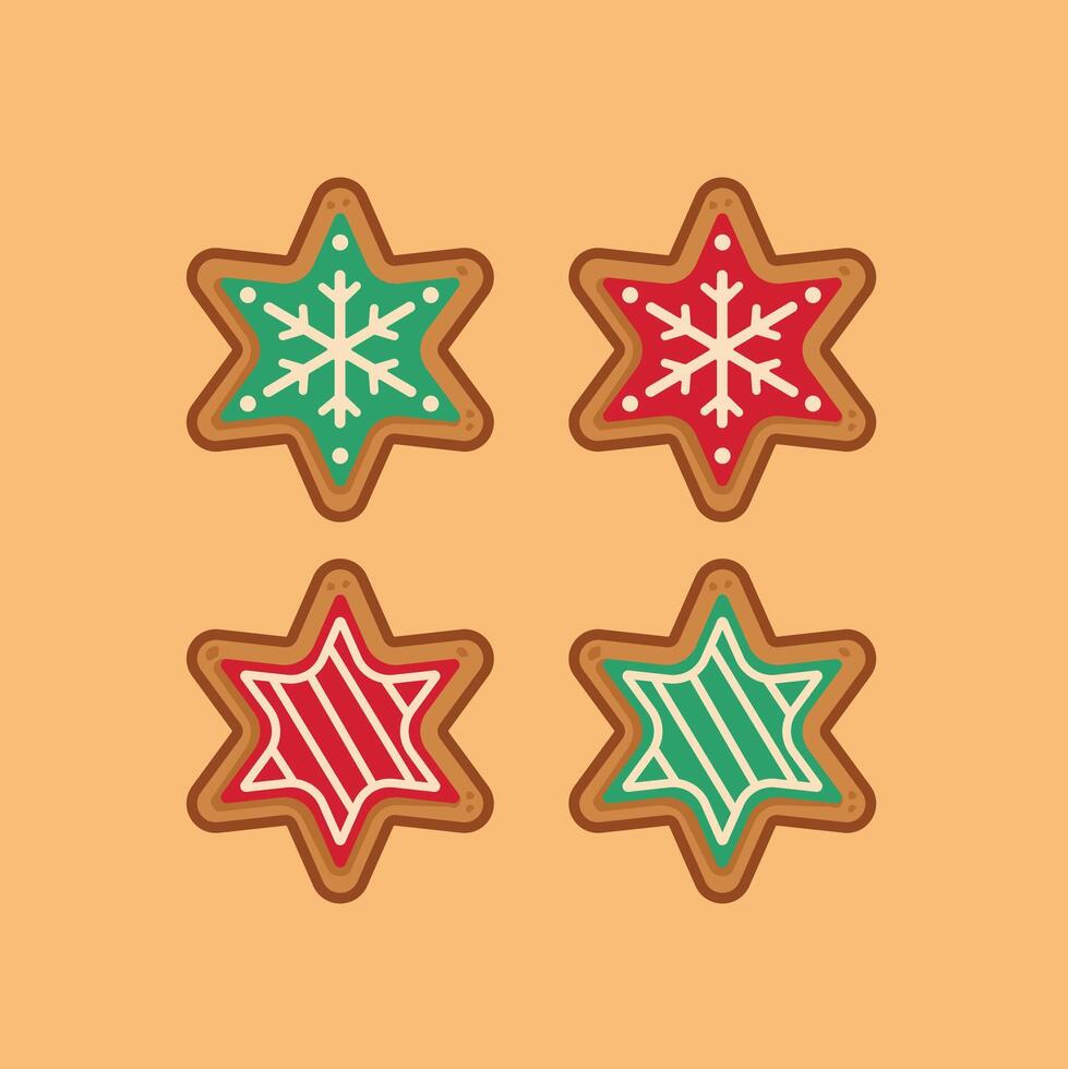Christmas gingerbread cookies shaped like snow and stars, new year decoration suitable for posters and web icons vector