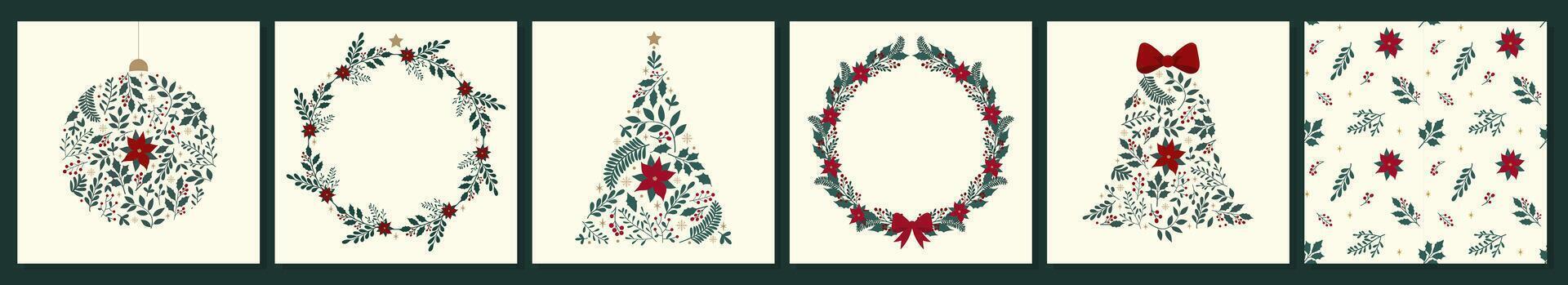 Set of holiday cards with copy space vector