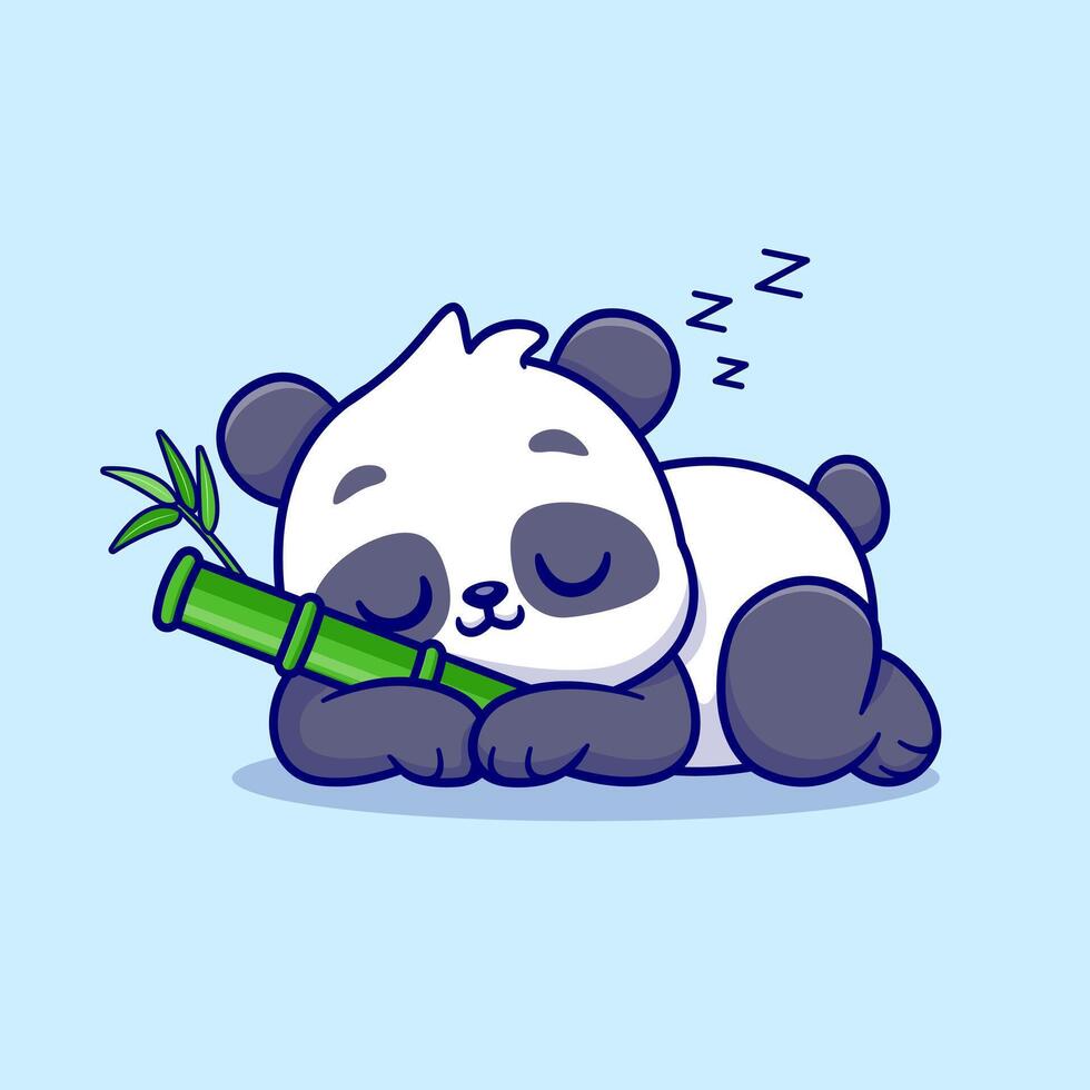 Cute Panda Sleeping With Bamboo Cartoon vector