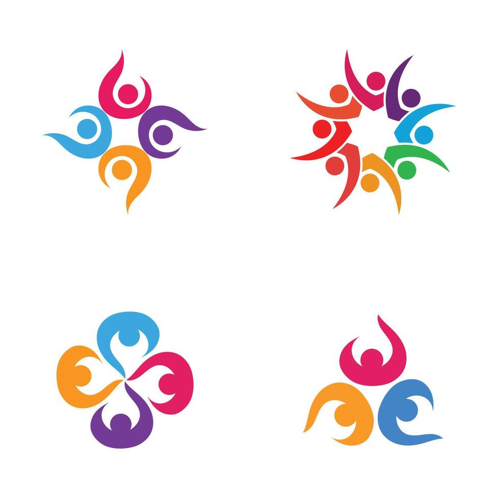 Four colorful people icons vector