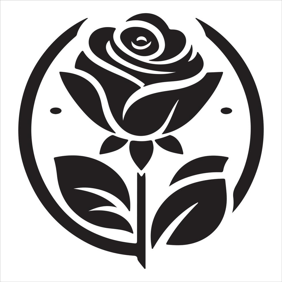 Rose silhouette with a flat design vector