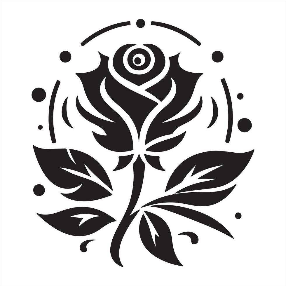 Graphic illustration of a flower with a flat, minimalist logo vector
