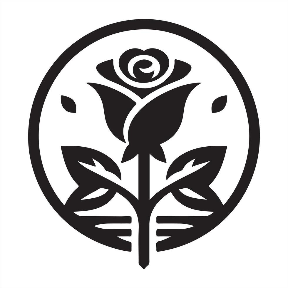 Graphic Icon of a Black Rose Silhouette on a White Background vector
