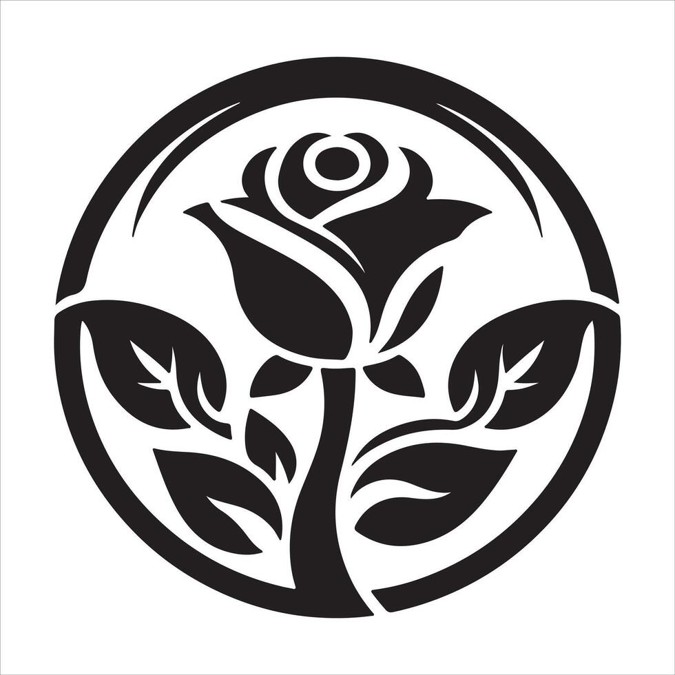 Graphic silhouette of a rose logo icon on a white background vector
