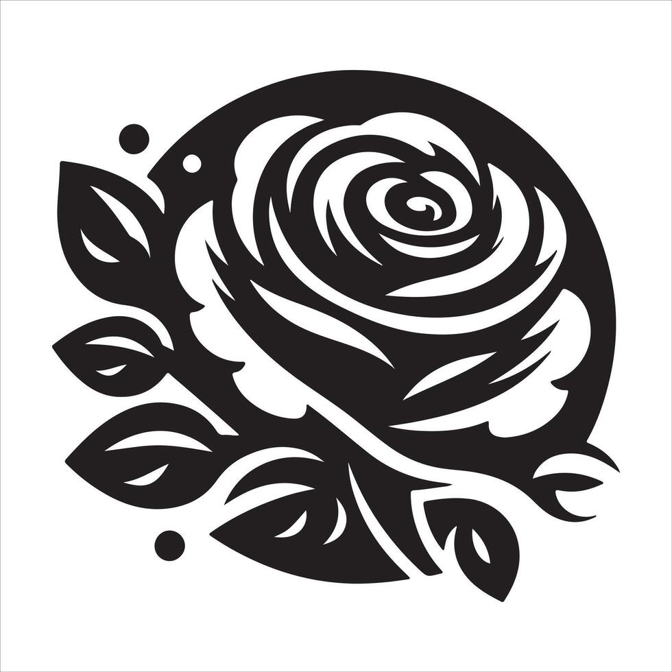 Graphic Rose Silhouette Icon in Black on a White Background vector