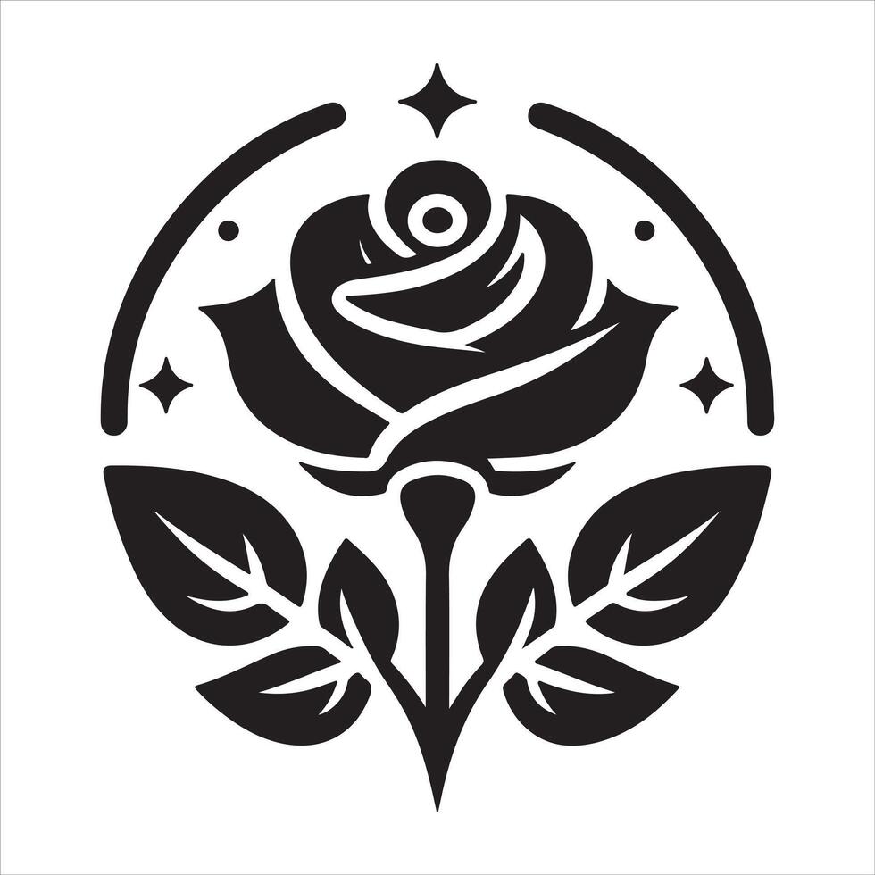 Icon outline of a rose bud Simple yet sophisticated rose flower design for wedding cards and invitations vector