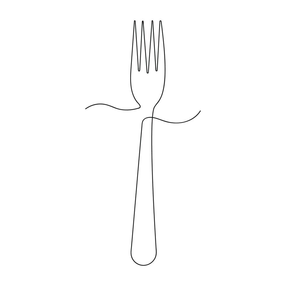 Fork in one continuous line. One line drawing, minimalism. illustration. vector