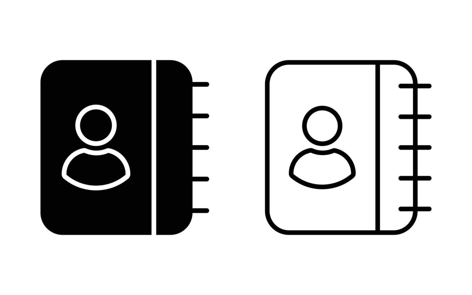 Address Book icon in set. Contact note flat or Linear. contact book in modern style illustration on white background. vector