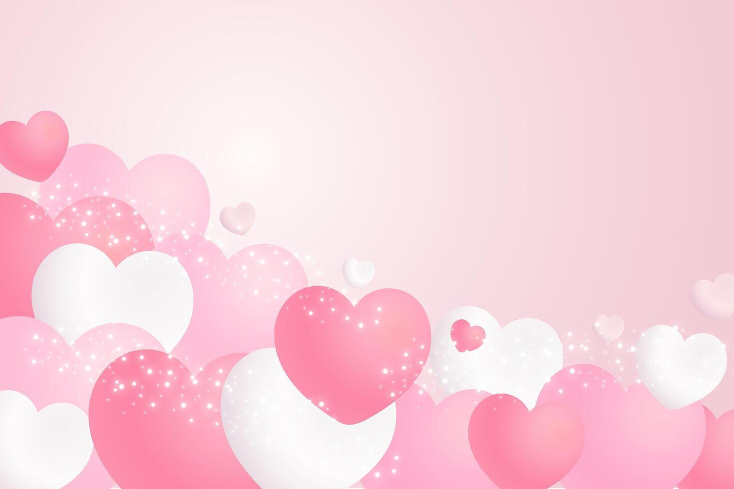 Delicate, bright with 3D volumetric hearts. Texture for banner and postcard, for Valentine's Day and Mother's Day. vector