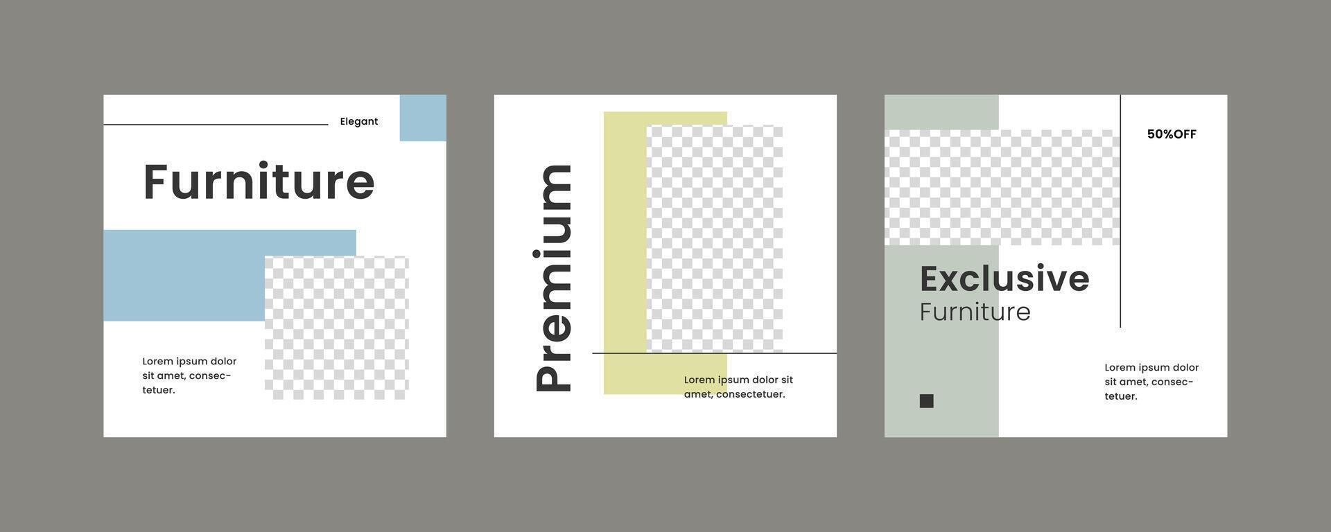 Furniture square banner template vector