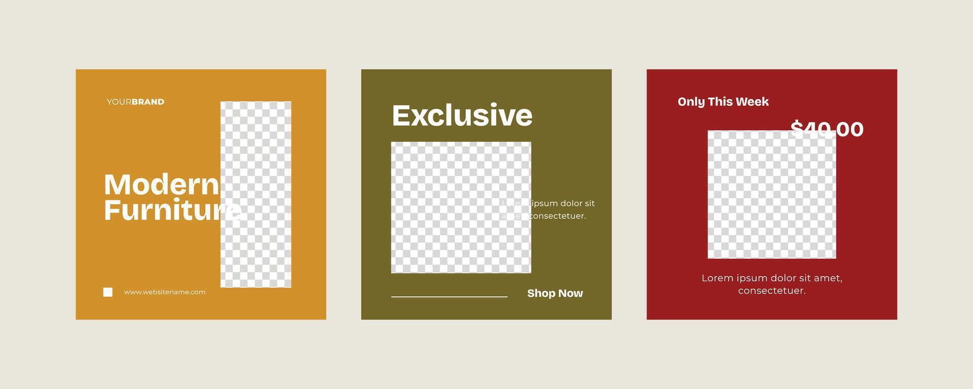 Furniture social media post template vector