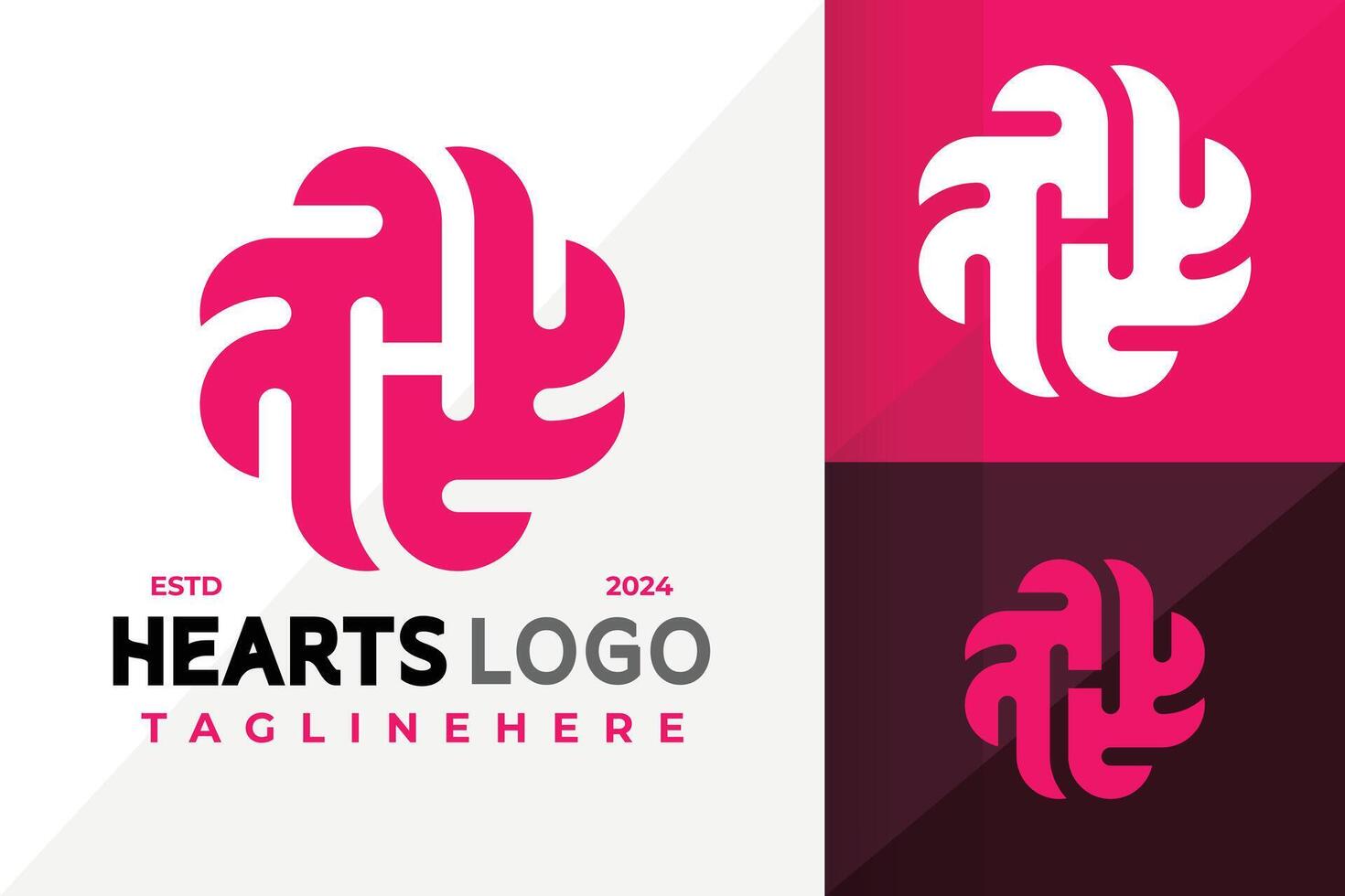 Letter H Heart Rose Logo Icon Design Illustration vector