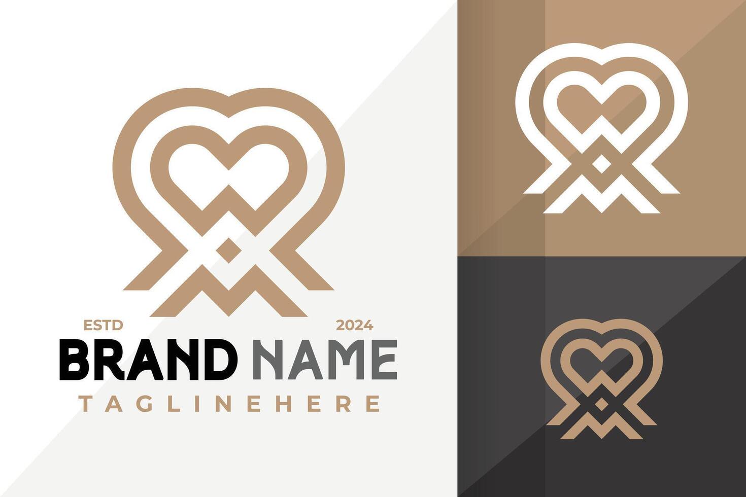 Letter Am or Ma Heart Logo Icon Design Illustration vector