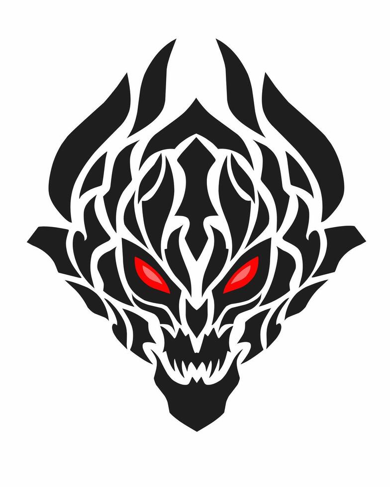 abstract face evil with red eyes for tattoo vector