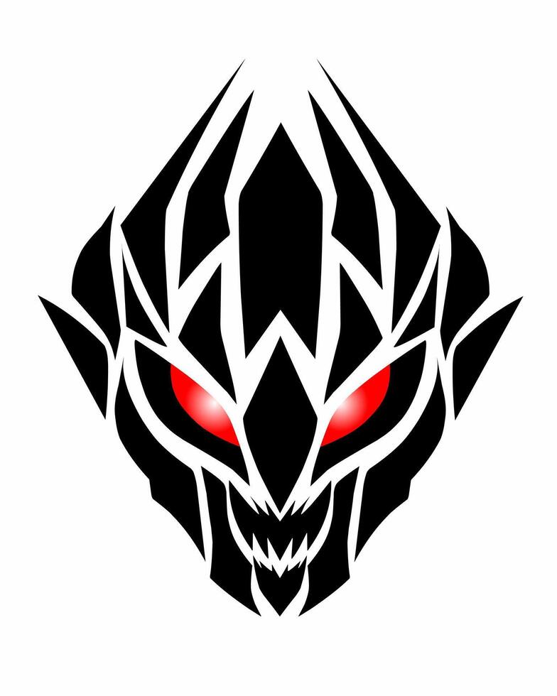 tribal art abstract face evil with red eyes for tattoo vector
